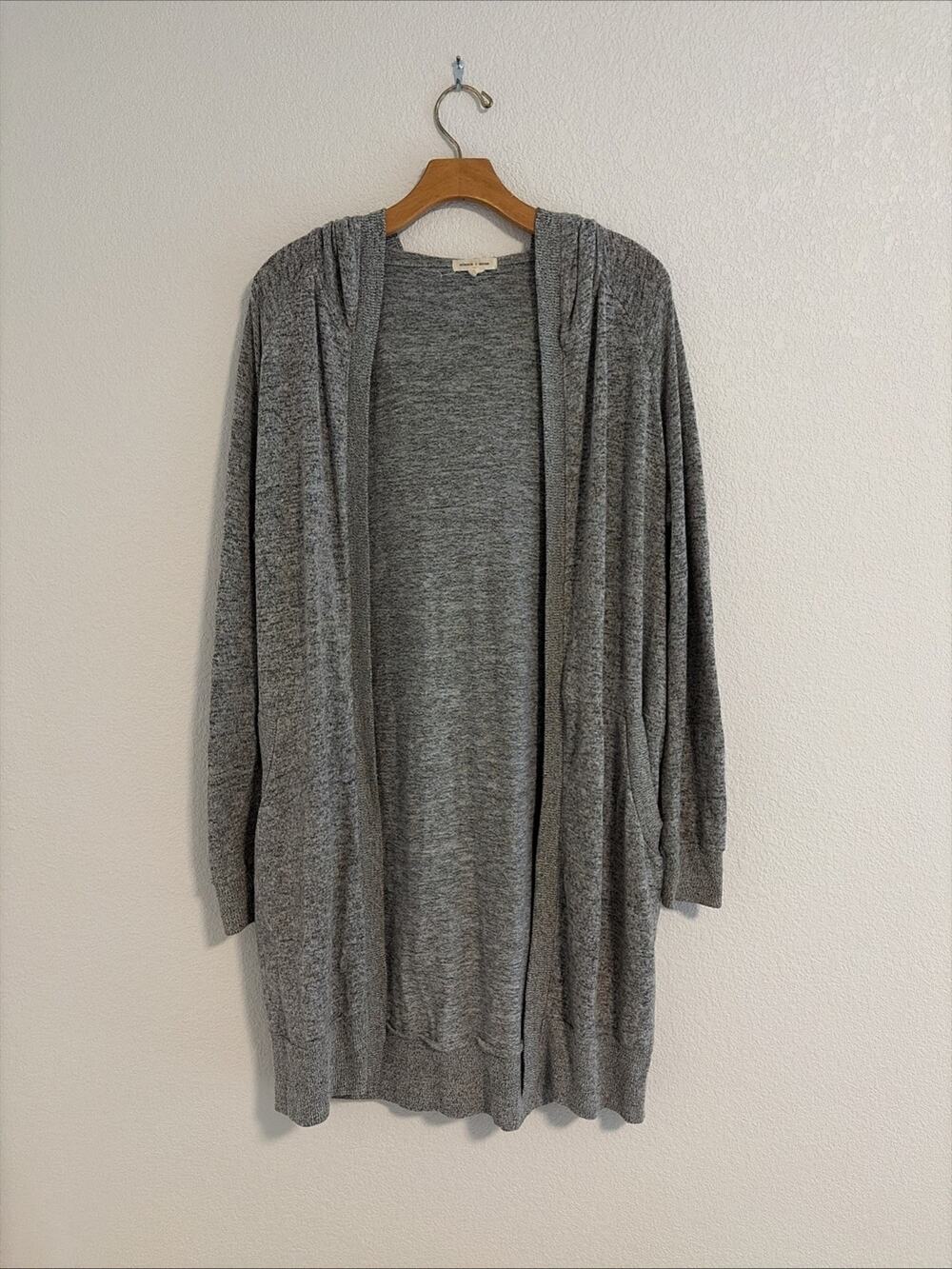 Silence + Noise Open Front Cardigan Hoodie Cozy Sweater Womens Small Grey